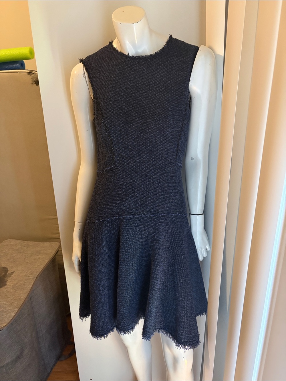 Sleeveless Black Textured Fit-and-Flare Dress. Rebecca Taylor 6 size